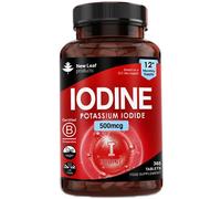 Iodine Tablets 500mcg Vegan Thyroid Support - 12 Month Fill 365 High Strength Tablets New leaf health Red One Size