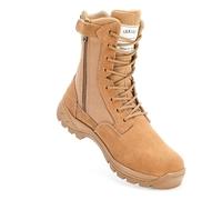 IODSON Men's Breathable Military Tactical Boots with Side Zipper, Puncture Resistant Leather Work & Combat Boots, Outdoor Army Patrol Shoes IDS-928