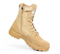 IODSON Men's Breathable Military Tactical Boots with Side Zipper, Puncture Resistant Leather Work & Combat Boots, Outdoor Army Patrol Shoes IDS-928
