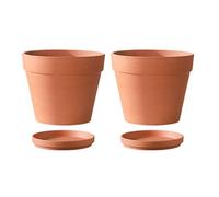 IOEDHW 2 Pack Terracotta Planter Pots, Large Terracotta Plant Pots With Drainage Hole And Saucer, Terracotta Pots For Indoor Outdoor Planting, Large Green Plants Flowers Pot For Home Office Patio