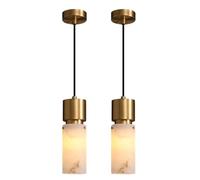 IOEDHW 3.3 * 9.8in Slim Cylinder Marble Hanging Lamp Natural Snowflake Alabaster Pendant Light Modern Minimalist E27 Pendant Light Fixture For Bedroom Bedside Kitchen Island Balcony (Gold,Black)