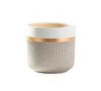 IOEDHW Light Luxury Ceramic Planter, 9in Golden Border Plant Pot With Drainage Hole, Flower Pot For Indoor & Outdoor Plants, Green Plants Large Size Ceramic Flower Pots For Home/Office