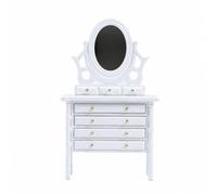 Ioensy 1:12 Scale Wooden Dollhouse Vanity Table Freestanding Miniature Vanity with Turned Legs and Gold Knobs Compact for Craft Scenes, White