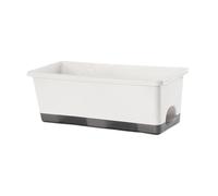 Ioensy 3 Pieces Planter Flowerpot Window Box Planter Vegetable Planters Box Rectangular Flower Pots with Tray Suitable for Balcony Home Decoration Patio, White 1pc