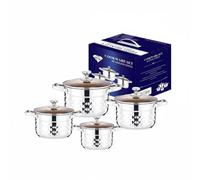 Ioensy 8 Pieces Kitchen Cooking Pan Collection Stainless Steel Soup Pot Cookware Set with Thick Bottom and Easy Transfer Handles Suitable for Family Stews Suppers, Stainless Steel Handle