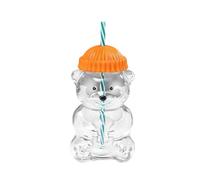 Ioensy Bear-Shaped Drinking Glass, Versatile, Creative, Cute, Transparent, Empty, for Kitchen, Party, Restaurant, Orange
