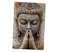 Ioensy Buddha Wall Plaque, Metal Ornament, Wall Decoration for Fireplace, Cafe