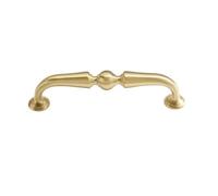 Ioensy Cabinet Handle Drawer Pull Knob Hardware with Curved Handrail Bead Solid Brass Build Comfortable Grip Sturdy Round Bases Suitable for wardrobes, Array, Copper Original Color, 128mm