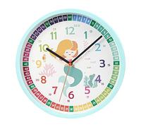 Ioensy Cartoon Learn to Tell Time, Analog Clocks Educational Clock, Kids Wall Clock for Home, Classroom, Nursery, Playroom, Mermaid