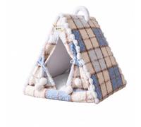 Ioensy Cat Tent House Pet Bed Cabin Cat House Cat Shelter With Soft Touch And Smooth Inner Lining Removable Cushion For Use Top Handle For Carry suitable for, size to 10, Milk Blue Plaid