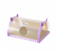 Ioensy Cat Tunnel Scratcher Cat Scratcher Tunnel Bed Lounger With Stable Cardboard Structure And Hanging Balls With Transparent Observation Window suitable for indoor sleep and home, Purple, L