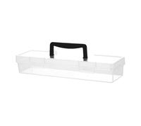 Ioensy Clear Tool Box with Handle, Storage Bin Organizer Container Case for Trucks Hardware, Black 33.3x9.3x6cm