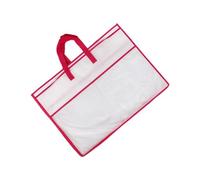 Ioensy Clothing Organizer,Comforter Storage Bag,Clear Blanket Storage Bag,Closet Organizer for Bed Sheet Pillows Bedding, red Edge