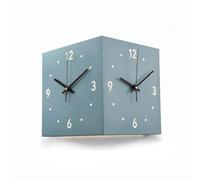 Ioensy Corner Wall Clock Double Sided Wall Clock Hanging Clock With Silent Mechanism And Optional Warm Glow For Easy Viewing, Sky Blue With Motion Sensor Light Strip, Nordic Style
