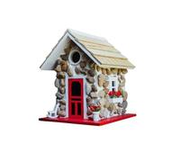 Ioensy Decorative Bird Shelter Rustic Birdhouse Cottage Hanging Hut Resin Frame Tough Against Weather Suitable for backyard trees patio hooks porch eaves garden decor