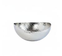 Ioensy Decorative Storage Bowl Metal Serving Bowl Fruit Tray Centerpiece Dish Aluminum Hammered Texture Irregular Tabletop Suitable for Console Table, Silver, 32x30cm