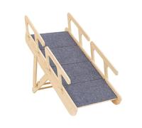 Ioensy Dog Stairs 2 in 1 Pet Ladder Ramp Folding Steps Wooden Non Slip Carpeted Portable Design Sturdy Suitable for Small Medium Large Dogs High Beds, 4 steps