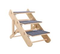 Ioensy Dog Stairs 2 in 1 Pet Ladder Ramp Folding Steps Wooden Non Slip Carpeted Portable Design Sturdy Suitable for Small Medium Large Dogs High Beds, 3 steps