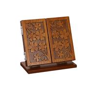 Ioensy Elegant Traditional Folding Wooden Makeup Mirror with Carved Details And Adjustable Mechanism, Suitable for And, light wood color