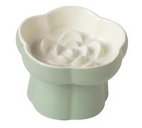 Ioensy Elevated Cat Bowl, Promoting Uterine Health, Anti-Tip Ceramic Food Dispenser, Suitable for Use, Beige Green