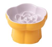 Ioensy Elevated Cat Bowl, Promoting Uterine Health, Anti-Tip Ceramic Food Dispenser, Suitable for Use, Purple Yellow