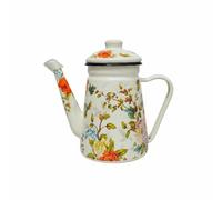 Ioensy Enamel Beverage Container Pour Over Kettle Tea Kettle Coffee Pot with Lid and Comfortable Handle Thickened Enamel for Smooth Controlled Pouring