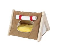 Ioensy Guinea Pig Bed Bed Hiding Place Warm Cages Accessories Hamster Nest House for Playing Sleeping Winter Resting Small Animal, brown
