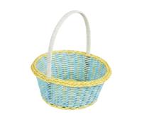 Ioensy Handwoven Storage Basket Wicker Organizer With Handle Finish For Lightweight Handling And Suitable for room entryway picnic gift presentation home, Yellow, Blue, Medium 20x17.5x21cm