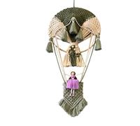 Ioensy Handwoven Wall Hanging Macrame Tapestry Balloon Decor With Tassels Boho Wall Art For Nursery And Bedroom Suitable for entryway staircase home decoration, Army Green Hot Air Balloon, 30 70