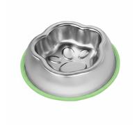 Ioensy Industrial Bowl Stainless Steel Pet Bowl Slow Feeding Dish With Textured Center And Rubberized Base -Resistant And Dishwasher Safe Suitable for dogs feeding daily meals, Green, Single Bowl