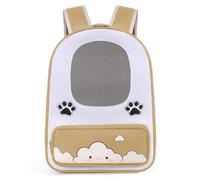 Ioensy Industrial Carrier Cat Carrier Backpack with Side Mesh Panels and Front Zippered Pocket Breathable Oxford Cloth Pet Travel Bag Suitable for Hiking Adventures, Khaki