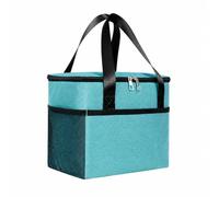 Ioensy Insulated Lunch Carrier with Oxford Cloth Waterproof Thermal Meal Bag Featuring Zippered Top Seal Two Carrying Handles Front Panel and Mesh Side, Bright Blue
