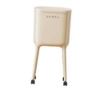 Ioensy Kitchen Trash Can Compartment Garbage Bin Wastebasket with Wheels Large Capacity Bucket Lid Ergonomic Pp Material Suitable for Roo, Milk White