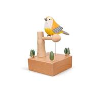 Ioensy Mechanical Bird Player Wooden Music Decor Beech Case With Bird Figurine Electric Musical Box With Charging Cable Plays 32 Songs suitable for nursery, style to 1