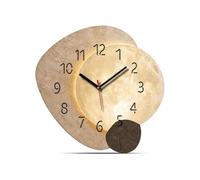 Ioensy Minimalist Wall Clock with Irregular Shape MDF Board Analog Timepiece Silent Sweep Hand Modern Decor Suitable for Living Room Bedroom Study Office, HS-016-A