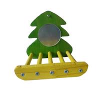 Ioensy Parrot Bird Mirror Cage Save Space Decorate Birds Mirror Stand Birds Perch for Canary African Grey Macaw Finch, green