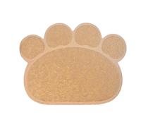 Ioensy Pet Mat PVC Litter Feeding Pad Skidproof Mat Waterproof Feature Claw Shaped Suitable for Cat Dog Feeding Placement, Beige