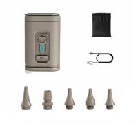 Ioensy Portable Air Pump Compact Inflator Vacuum Pump Electric Compressor USB C Rechargeable Pocket Size Multiple Nozzles, Array, Khaki, 1200mAh Khaki With Light Export Certified 30W