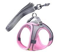 Ioensy Puppy Vest Harness Adjustable Soft Mesh Breathable Collar Reflective Step in Design Comfortable No Pull Suitable for Outdoor Walking Training P, Pink XXS