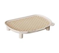 Ioensy Ramp-shaped Cat Litter Catcher with Removable Double Layer for Small And Older Cats, Hollow, White