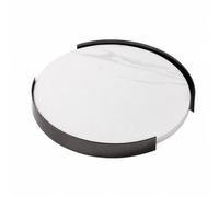 Ioensy Round Marble Tray with Polished Round Marble Tray Genuine for Entryway, Black, Small