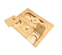 Ioensy Small Animal Feeding Tray Made of Light Wood with Multiple Compartments and Circular Wells for Interactive Sniffing and Problem Solving Suitable for Hamster Cage Enrichment