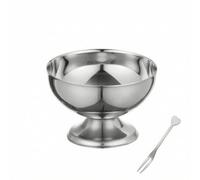 Ioensy Stainless Steel Bowl Dessert Dish Footed Bowl Pudding Cup with Fork Classic Round Shape Maintains Shine Over Time Suitable for Home Dining Dinner, Silver, Small - 160ml