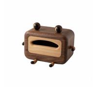 Ioensy Tissue Holder Tissue Box Dispenser Organizer Container Frog Shape Solid Walnut Look Easy Single Sheet Access Less Mess Compact Footprint Suitable for Living Room Office Bedside