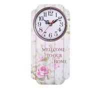 Ioensy Wall Clock Vintage Retro Wall Clock Rectangular Hanging Clock Silent Non Ticking Wall Clock MDF Wood Open Face Antique, European Retro Square Wall Clock With Floral Welcome Theme