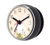 Ioensy Waterproof Bathroom Wall Clock, Suction Cup Clock, Mirror Clock, Compact Clock, PP PVC Material, Anti-fog Function, Suitable for Toilet Doors, grey