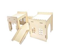 Ioensy Wooden Castle Habitats for Hideaways, Large Indoor Cabin with Cave Chinchillas, Hamsters, Gerbils, Climbing And