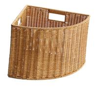 Ioensy Woven Corner Storage Basket, Gift Organizer, Sturdy Triangular Storage Box, Narrow Newspaper Bin, Side Handle