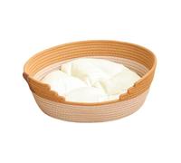 Ioensy Woven Cotton Bed Basket, Sleeping Bed with Cushion, Wear-resistant Bed, to Protect Cat Furniture From, L