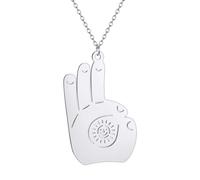 IOETSEUT chain necklace men dog tag necklace Victory Sign OK Hand Pendant Necklace For Women Silver Raw Smile Sun Sunshine Necklaces couple gifts